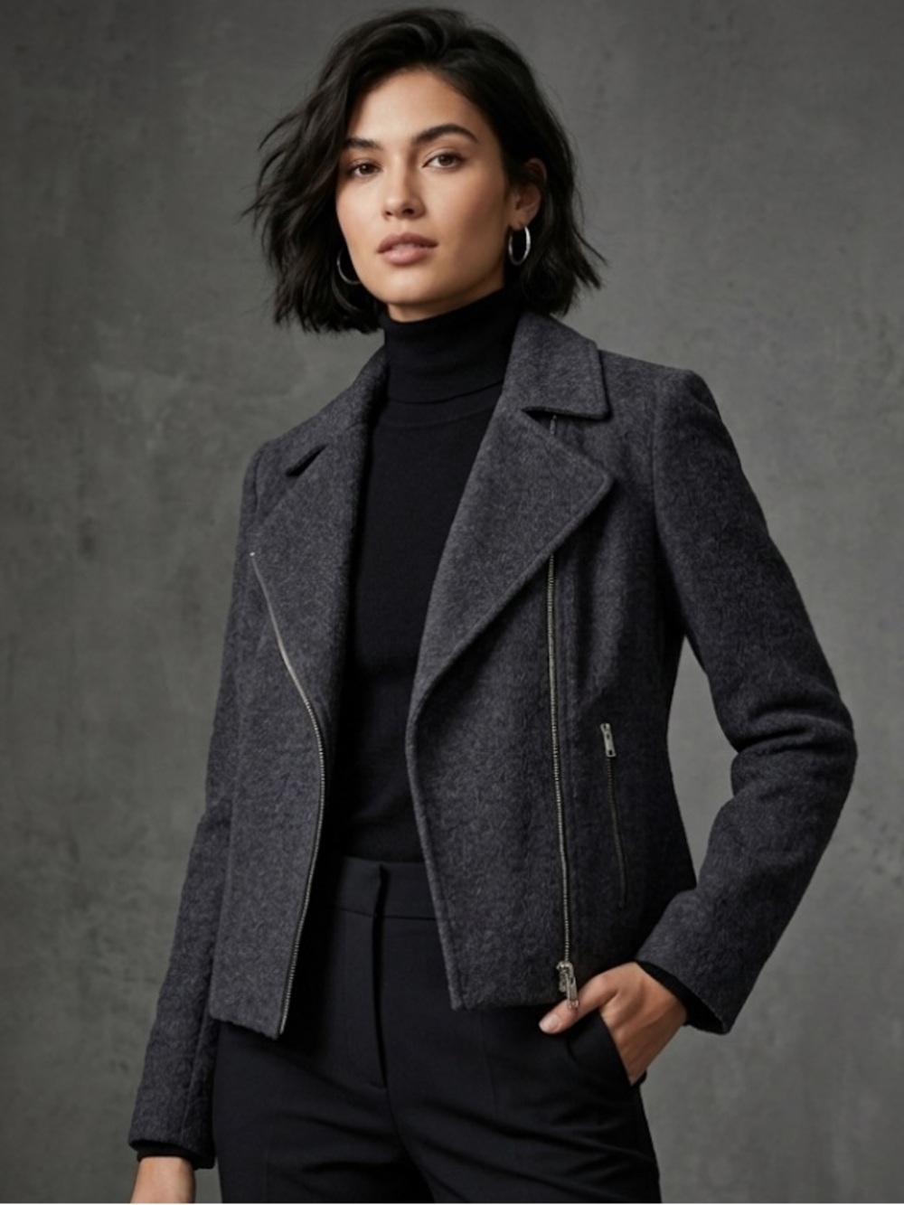 Juliana Collezione Classic Wool/Angora Blend Motor Gray‎ Jacket S
